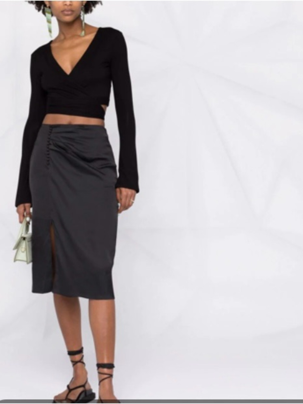 Ba&sh Matthew’s satin midi ruched skirt. Size 2 (M)
